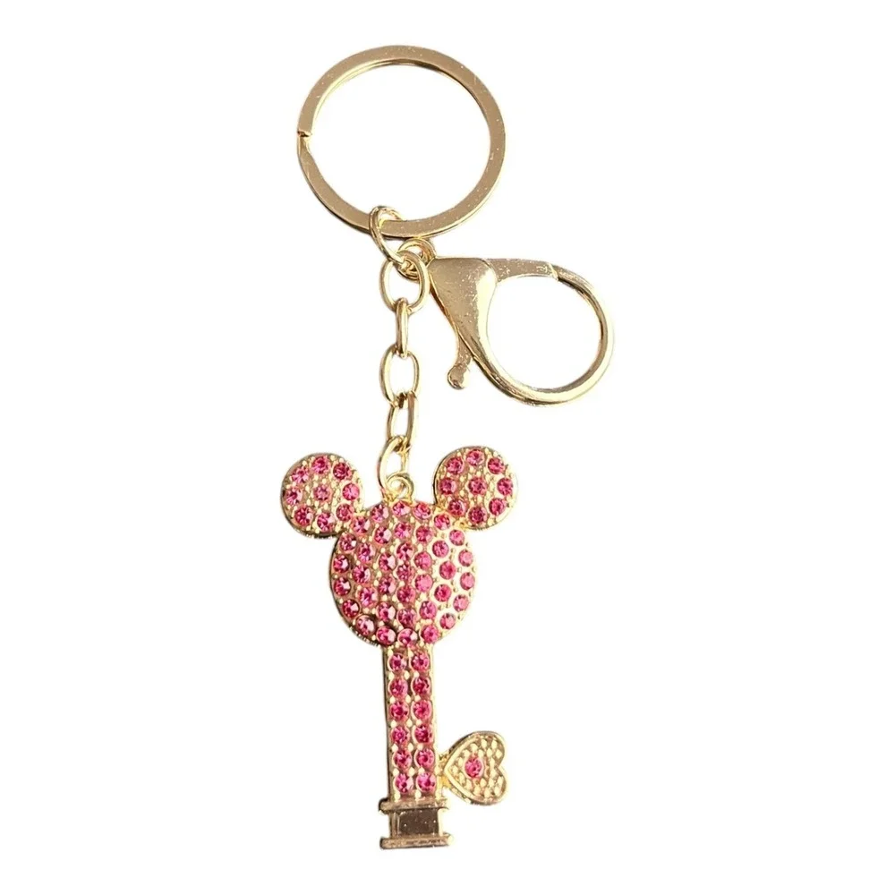 Women's Gold Pink Mickey Mouse Key Chain 4